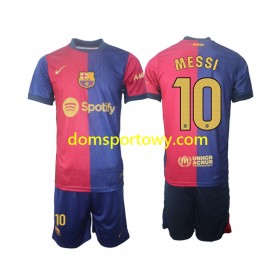 Koszulka FC Barcelona Lionel Messi 10 Dziecięcy Domowe Koszulki Piłkarskie 2024-2025 Krótki Rękaw